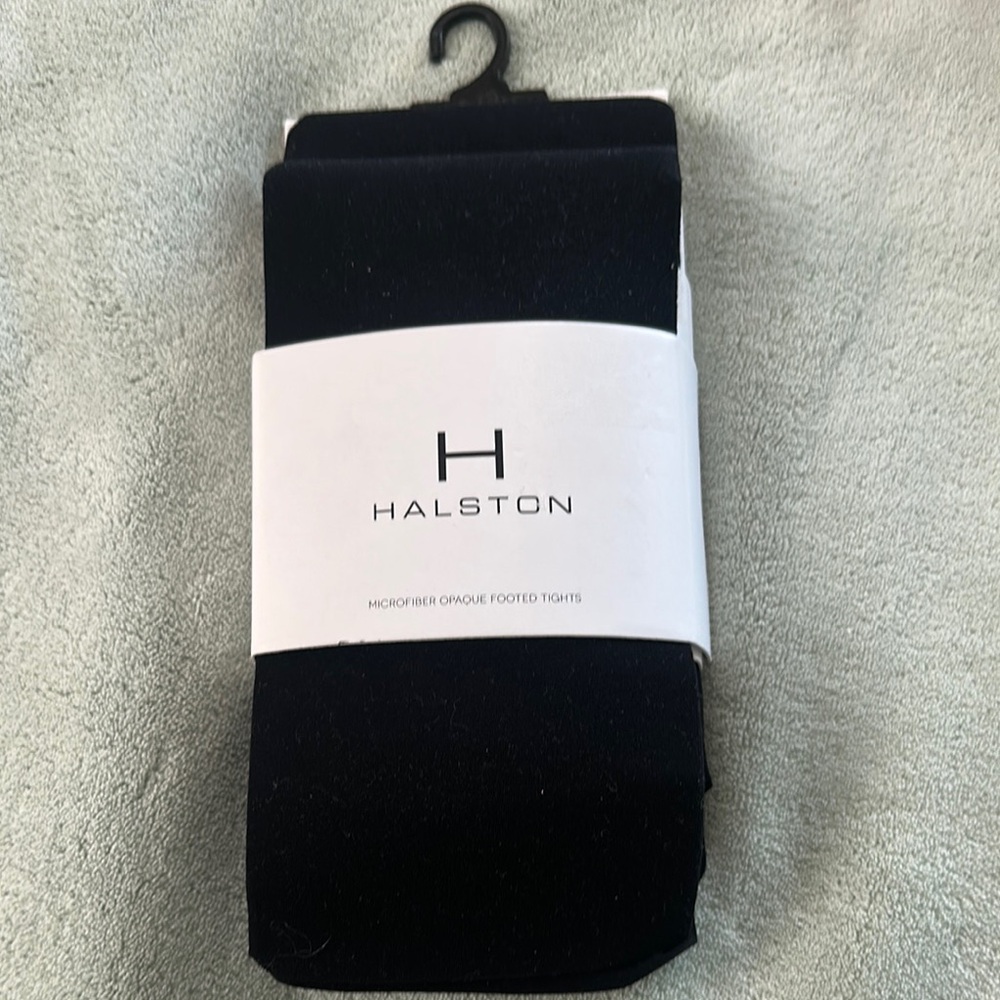 H by Halston 2-Pack Black Opaque Footed Tights Size M/L